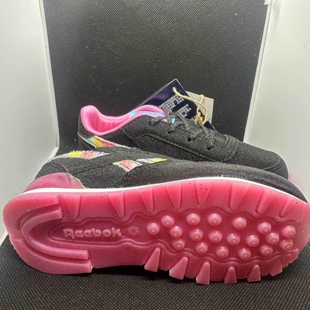 Reebok Classic (Light Up) Kids Black Sneakers with Pink and Multicolor Accents - Picture 2 of 5